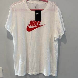 Nike Women's White Tee with Red Logo